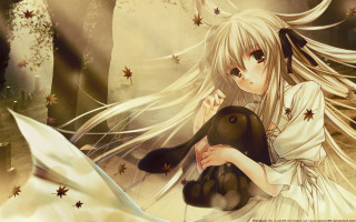 Girl bird forest autumn anime - wing free wallpaper