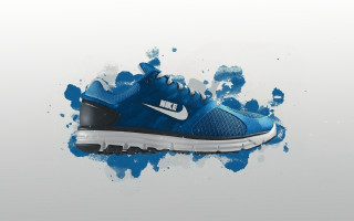 Blue shoe nike logo paint - a white nike logo free wallpaper