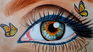 Woman eye butterflies photorealistic florianne - realistic eye free wallpaper