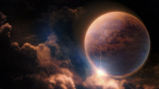 Red planet clouds moonlight fireworks - a bright light free wallpaper for desktop