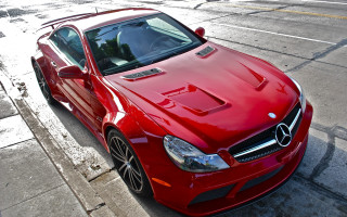 Red mercedes benz coupe parking 3 - a parking meter free wallpaper