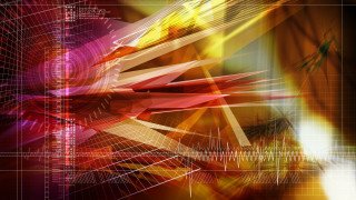 Colorful abstract geometric digital sunset - dynamic composition free wallpaper for desktop