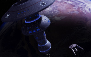 Space station aurora matte painting - chris moore free wallpaper