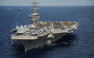 Aircraft carrier ocean helipad waves 2 - the deck free wallpaper