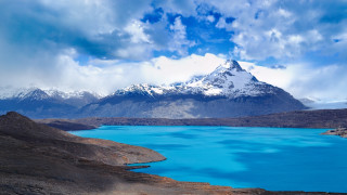 Mountain lake snow capped clouds - cui bai free wallpaper