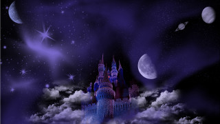 Sky castle stars moon clouds - a castle in the sky free wallpaper