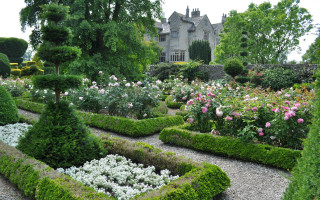 Garden house flowers stonepath roses - a stone path free wallpaper