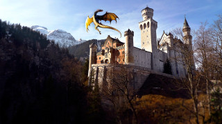 Dragon castle mountain blue sky - a dragon free wallpaper for desktop
