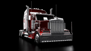 Red semi truck black background - white background free wallpaper
