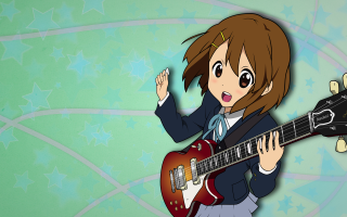 Girl guitar star background blue - wall free wallpaper
