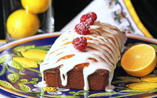 Cake icing raspberries lemons water - a plate free wallpaper