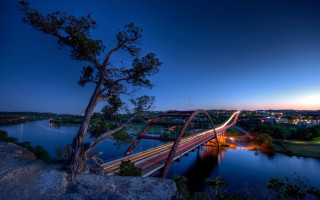 Bridge river tree night lights - the bridge free wallpaper for desktop