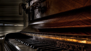 Piano wooden clock window scenery - cinematic composition free wallpaper