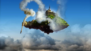 Floating castle sky chimneys matte - a tower free wallpaper for desktop