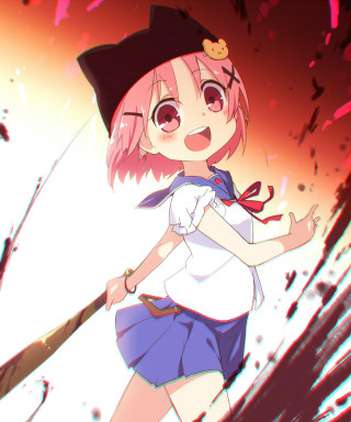 Girl hat baseball bat blood - sky free wallpaper for mobile