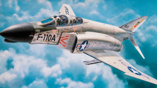 Fighter jet cloudy sky pilot 2 - in gouache free wallpaper