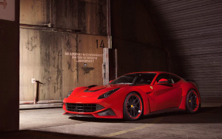 Red sports car garage doorway - a garage next free wallpaper
