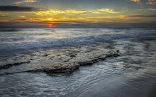 Beach waves sunset clouds matte - derold page free wallpaper