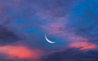 Crescent moon sunset clouds pink - a crescent moon free wallpaper