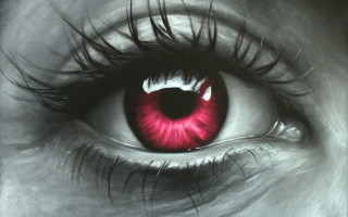 Red eye long eyelashes white - canvas free wallpaper