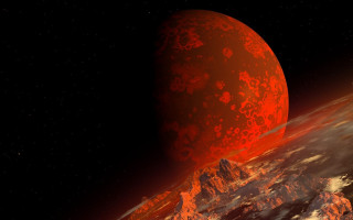 Red planet rocky mountain starry - chesley bonestell free wallpaper