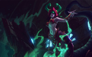 Green haired woman demon outfit - epsylon point free wallpaper for desktop