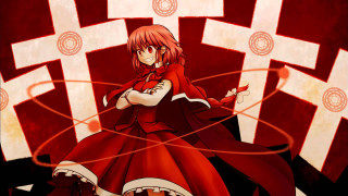 Woman red dress circle red - a circle free wallpaper