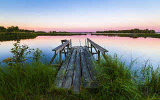 Wooden dock lake sunset nature - a wooden dock free wallpaper