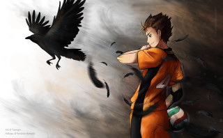 Man orange uniform black bird - a black bird free wallpaper