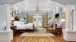 Bed chairs chandelier fireplace arts - a fireplace free wallpaper