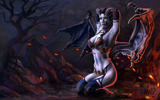 Gothic fantasy woman bat demon - a bat free wallpaper for desktop