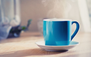 Blue cup steam saucer morning - a saucer free wallpaper