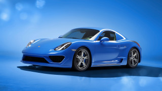 Blue sports car studio photorealism - visible free wallpaper