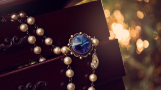 Necklace blue stone pearls wooden - a necklace free wallpaper