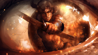 Fire sword demon fantasy battle - clint cearley free wallpaper