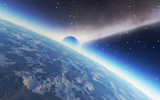 Earth space starry sky moon - a distant object in the distance free wallpaper