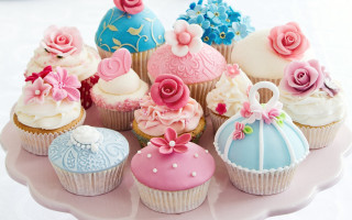 Cupcakes flowers bow pastel rococo - pastel free wallpaper for desktop