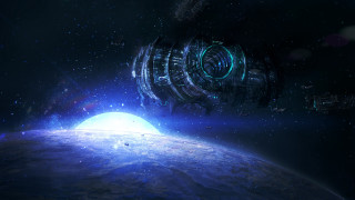 Space station planet brightlight distantstar - distant free wallpaper