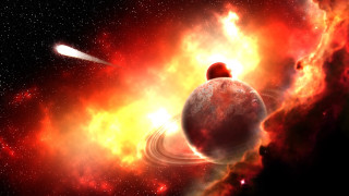 Space planet star moon aurora - a black hole free wallpaper