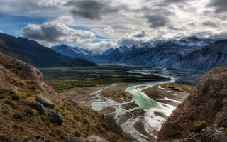 River valley mountains cloudy sky 7 - a valley free wallpaper