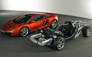 Red orange sports car room - a black floor free wallpaper