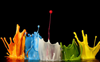 Colorful liquid splash red button - crayon art free wallpaper