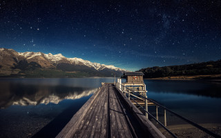 Wooden dock night sky stars - night sky free wallpaper