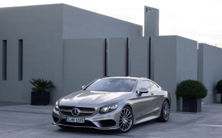 Silver mercedes coupe clocktower building - plant free wallpaper for desktop