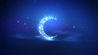 Crescent moon blue background stars - a crescent moon free wallpaper