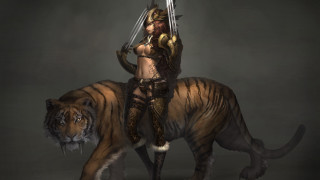 Woman tiger sword fantasy epic - a tiger free wallpaper for desktop
