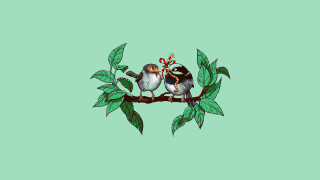 Birds branch leaves bow storybook - charles bird king free wallpaper