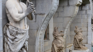 Statue man staff arches columns - david teniers iii free wallpaper