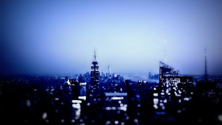 City skyline night blue sky 3 - city background free wallpaper