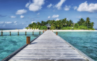 Tropical pier island hut beach - a hut free wallpaper